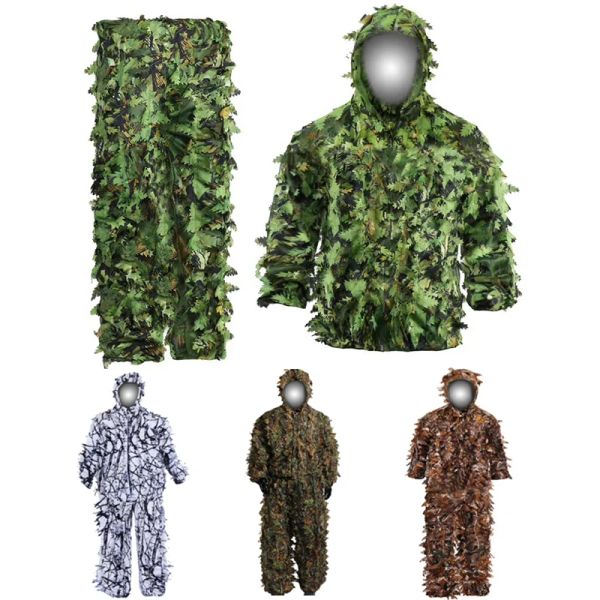 Setler/takım elbise dört mevsim avlama kıyafetleri akçaağaç yaprağı biyonik ghillie takımları keskin nişancı kuş saati airsoft kamuflaj giyim balıkçı ceket pantolon