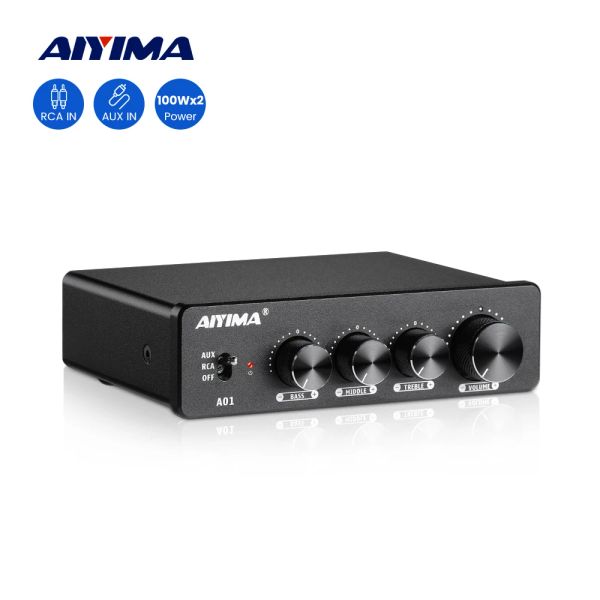 Amplificador AIYIMA Audio A01 TPA3116 Amplificador de potência Classe D HiFi Sound amplificador estéreo Amplificador Home Theater Amp Bass Alto Treble 100W