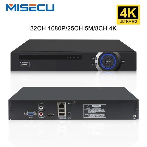 Gravador misecu h.265 32ch 1080p 5mp 4k nvr dvr para câmera IP CCTV Video Recorder Security Surveillance System P2P Xmeye Smart Playback