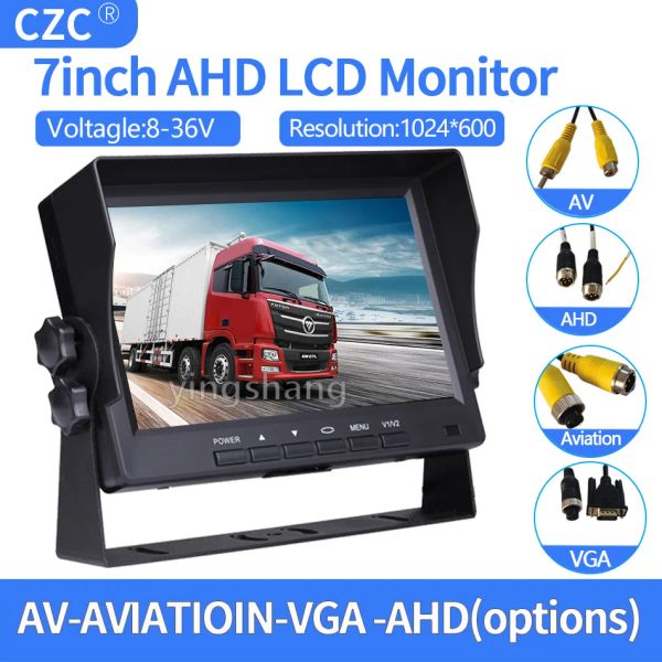 Exibir 836V Truck DVR Monitor VGA AHD de 7 polegadas para o gravador de vídeo reverso Cam cames retrovisor para veículos de estacionamento de ônibus de carro Vista traseira