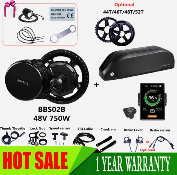 48V 750W BBS02B BBS02 Kit di motore elettrico Mid Drive BAFANG con nuovo caricatore a batteria a tubo da 175 AA AH DOUL