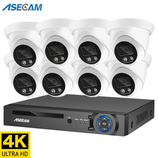 Sistem Güvenlik Kamera Sistemi 8MP 4K POE NVR Kit CCTV Ses Kayıt Açık AI Renk Gece Görüşü Video Gözetimi IP Kamera Seti