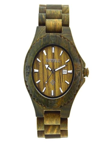 Armbanduhr Bewell W023B verkaufen Männer Holz Uhr Quarz Uhr Watches Holzband Kalender Luxus männliches Kleid Relogio Maskulino6057352