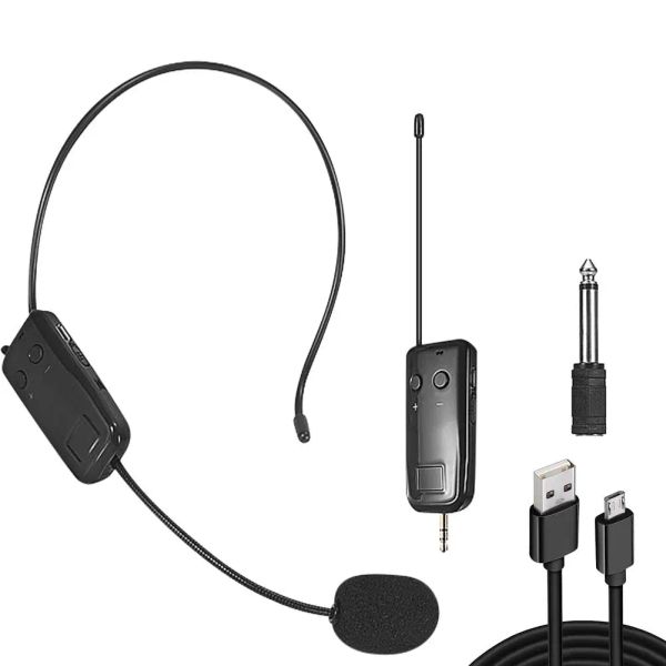Mikrofonlar 2.4G Başlıklı kablosuz lavalier Mikrofon Verici Tur Rehberi Öğretimi için Ses Amplifikatör Hoparlör için Alıcı ile