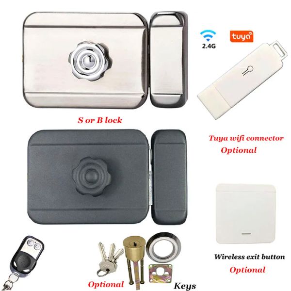 Bloquear Tuya Smart Lock Lock sem fio 433 Controle remoto Bloqueio sem chave Entrada Porta de trava de porta abridor de portão escondido Botão de saída opcional