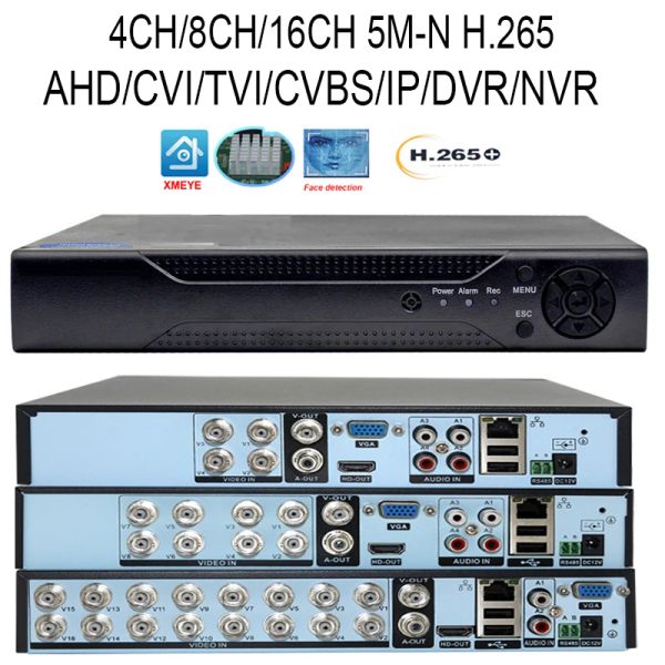 Ölçekler H.265 5mn 1080p IP DVR XMEYE NVR 4/8/16 Kanal Video Gözetleme Sistemi 5 CCTV CAM için 1 AHD TVI CVI Hibrid DVR Kayı