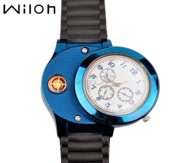 1pcs Fashion Casual Sport Owatch da polso USB Orologi più leggeri Silicone Cinturino Quarzo Orologio da uomo Donne Giaccia USB Sigaretta Accendino F772 H12648727