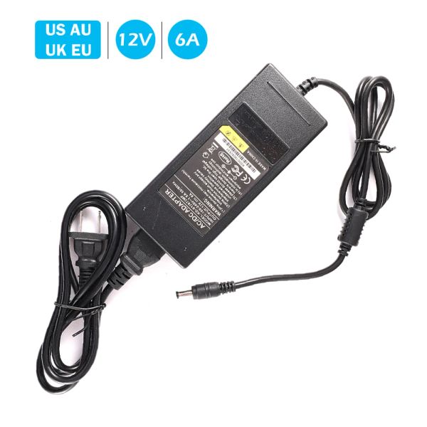 Zubehör 12v6a US/AU/UK/EU AC DC -Adapter mit IC -Chipschaltnetz 12V 72W für LCD -TV -Monitor -Adapter -Konverter TV DVR -Ladegerät