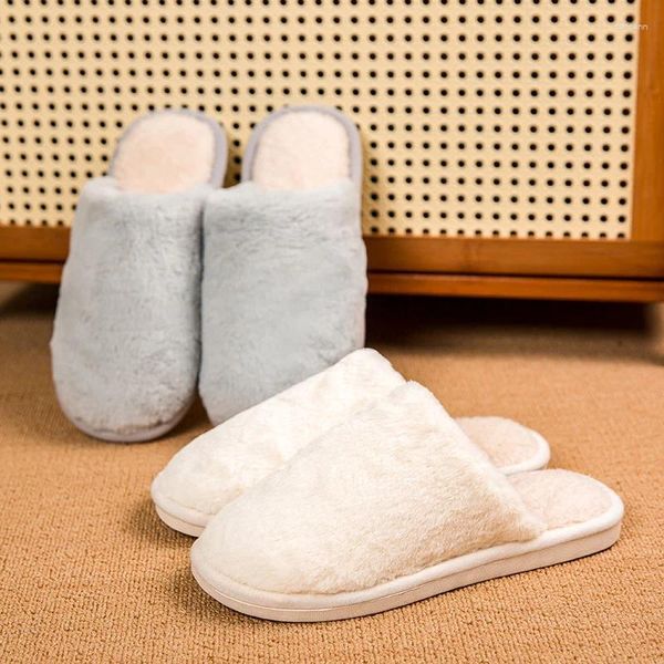 Slippers feminina mulher quente casa de inverno slides planos de homens casais com sapatos de algodão caseiro não deslizante