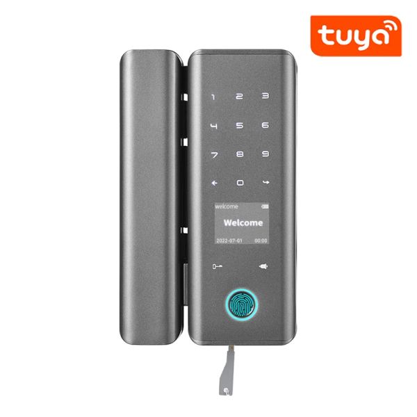 Заблокировать приложение Tuya Smart Finger Passprint Password NFC Автоматическая блокировка с ключом для домашнего офиса безрассудный рамный стеклянный раздвижный раздвижной дверь