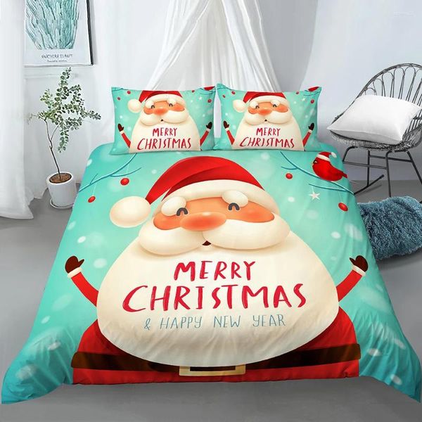 Bedding Sets 2024 Conjunto de Natal Papai Noel Tampa de edredon com 1/2pcs travesseiro de travesseiro Têxteis domésticos Presente para crianças