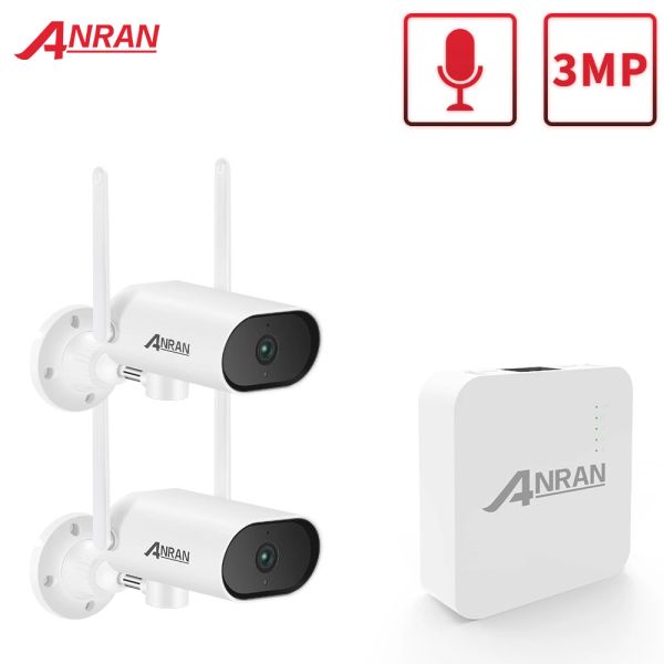 System Anran 3MP Pan Tilt Überwachungskamera System CCTV Videokamera Kit WiFi Mini NVR Outdoor -WLAN -Überwachungs -Überwachungskamera Set