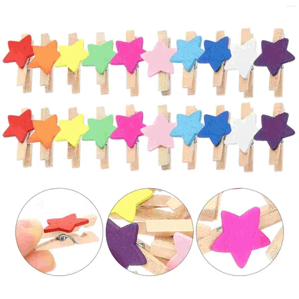 Çerçeveler 100 PCS Dekor Ahşap Klipsi Mini Giysiler Pimleri El Sanatları için Yıldız Clothespins Klipler Resim Bezleri Toplu