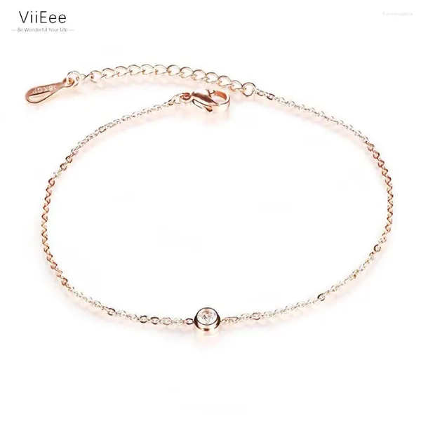 Tornozeleiras VIIEEE CZINE CRISTAL CRISTAL JOETRAS DO PEDO DE GOLD ROSE BRACELEGEL CHINED CHINELENS MULHERES DE AÇO VA19034