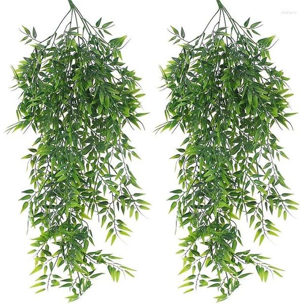 Dekorative Blumen 2pcs Faux Willow Rattan Vines Zimmer Dekoration künstliche Pflanze für Terrasse Veranda Outdoor Hochzeitsfeier Wall Garden