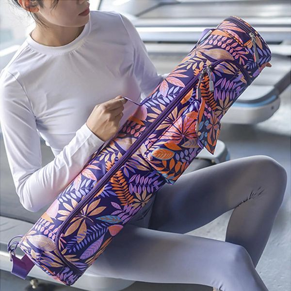 Baskılı Spor Salınca Sırt Çantası Kadın Yoga Mat Bag Erkekler Spor Pilates Fitness Dans Kapağı 240402