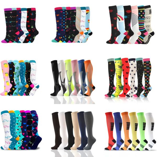 Socken Dropship Unisex Kompressionssocken Großpaare Multi -Pairs -Fußball -Socken Golfrohr Outdoor Sports Krankenpflege Lauf Fitness Socken