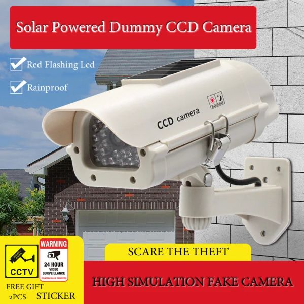 Luvas Solar Câmera de câmera falsa e impermeável Solar Câmera de segurança CCD Red LEDs Sistema de vigilância de escritório em casa
