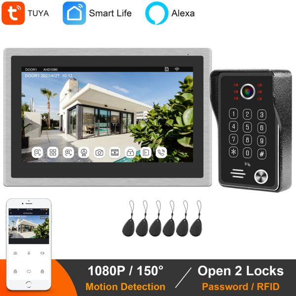 Intercomo 10 polegadas Wi -Fi Home Intercom Touch Video Doorbell 1080p Door Phone Camera com Detecção de movimento Proteção de segurança para casa