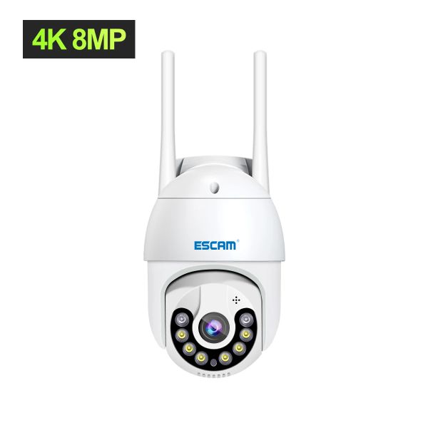 CAMERAS ESCAM QF800 ICSEE APP 4K UHD 8MP Full Color Wireless PTZ IP Dome Câmera AI Humanóide Detecção de movimento doméstico Monitor CCTV