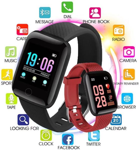 Relógio inteligente à prova d'água Kids 116Plus Rastreador de freqüência cardíaca Smartwatch Men Sportwatch Watch para iOS Android i7s Bluetooth Earbuds para x5400116