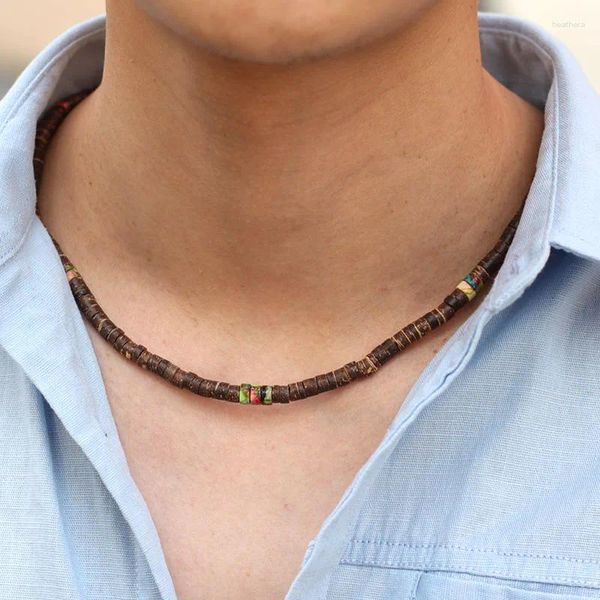 CHOKER NOTE NOTE Vintage Natural Wood Necklace Men 48 cm Collar Regalo Regalo REGOLABILE Punk Punk Colar Neck Accessori