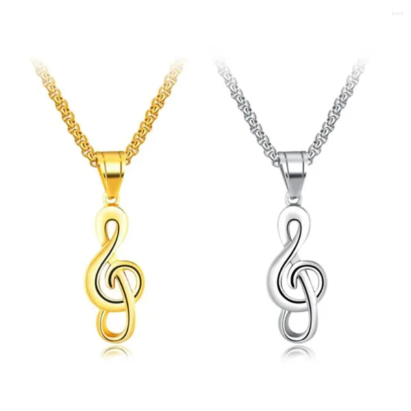 Colares pendentes de aço inoxidável Hip Hop Note Charm Colar Colar Gift for Music Lovers With Chain