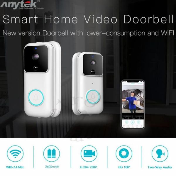 Дверной звонок B60 Doorled HD 1080p Wi -Fi Wireless Smart Video Door Bell Visual Intercom IP Door Bell Cloud Storage Камера беспроводной безопасности.