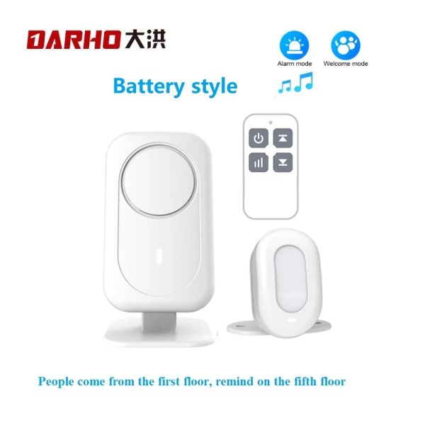 Detector Darho Wireless Campainhia Guest Welcome Chime Alarm Pir Motion Sensor para entrada do detector infravermelho de segurança de entrada da campainha