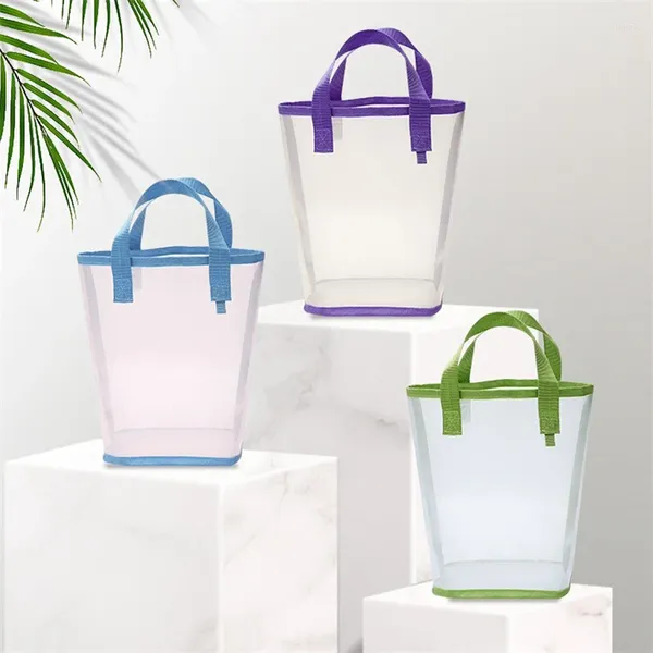 Bolsas de armazenamento Bolsa de compras em malha de malha Clear feminina pequena bolsa ecológica