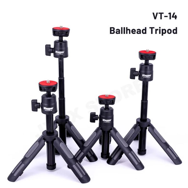 Monopods VLogger VT18 Mini Tripé com Ball Head Desktop Extensão telescópica Extensão Selfie Stick Stand para câmeras de telefones