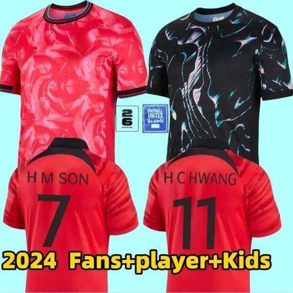 3XL 4XL Güney Kore Futbol Forması Yeni 2024 2025 Heung-min oğlu Lee Milli Takımı 24 25 Futbol Gömlek Çocuk Kiti Eve Set Erkekler Tekdüzen Kırmızı Siyah Fan Oyuncusu