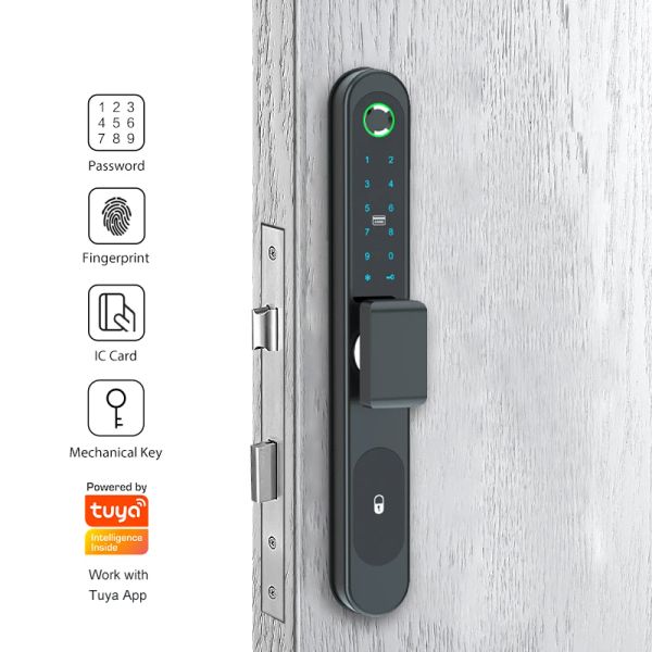 Lock sem fio tuya smart bluetooth home apartamento sem chaves de segurança de impressão digital trava de porta digital com o leitor de cartão nfc