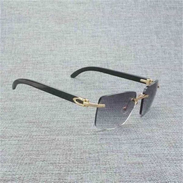 2024 Moda Men feminina glasses femininos de luxo masculino de madeira natural búfalo preto búfalo chifre de tamanho antigo e óculos quadrados sem aro Oculos gafas acessórios