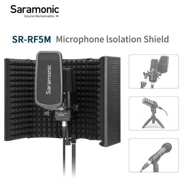 Acessórios Saramônico Srrrf5m Microfone Isolation Shield Elimine Ruído Crie som mais limpo para gravação vocal transmissão ao vivo