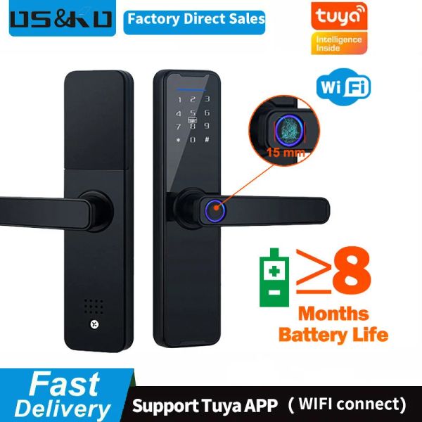 Sperre Tuya Biometrische elektronische Schloss Digital Smart Door Lock Fingerabdruck Tuya App Remote entsperren Keyless Door Lock K7 Pro