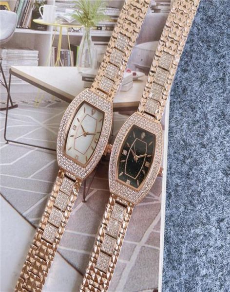 Orologi del marchio di moda Women Girl Crystal Tonneau Steel Metal Band Bellissimo orologio da polso di lusso Di232399184