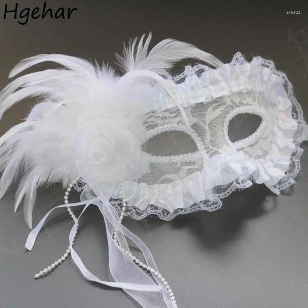 Украшение вечеринки белые кружевные маски для Хэллоуина верхняя половина