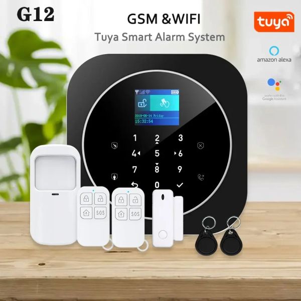 Kits Tuya Smart WiFi GSM Sicherheitsalarmsystem arbeitet mit Alexa Home Home Einbrecher Bewegung Detektor Rauchtür Fenster Anti -Diebstahl -Paket zusammen