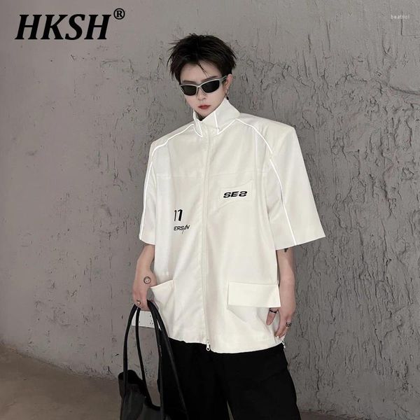 Herrenjacken HKSH Frühling Sommer O-Neck Briefdruck Reflexionsstreifenjacke Tide Punk Reißverschluss Design Chic Coat Koreanische Hemdtife HK0599