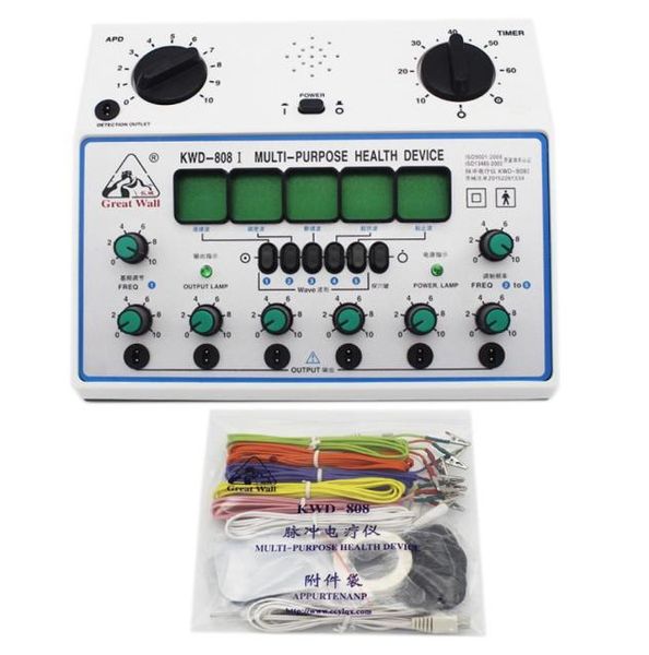 Elektro Akupunktur Stimülatörü KWD808I 6 Çıkış Yaması Elektronik Masaj Bakımı D1A Akupunktur Stimülatör Makinesi KWD808 I9200855