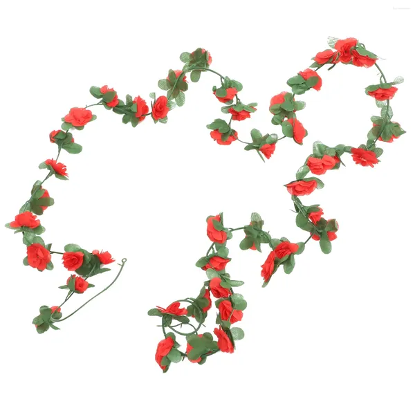 Flores decorativas Ar condicionado Artificial Wreath Wreath Christmas Garland Pano de seda Rosa Vinha