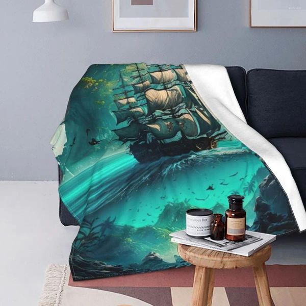 Cobertores Paisagem de navios piratas Ultra-Soft Micro Fleece Blange