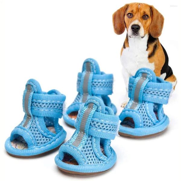 Scarpe abbigliamento per cani stivali per animali domestici sandali a maglie morbide traspirabili con robusto protettore per cani da cucciolo regolabile anti-slip per estate