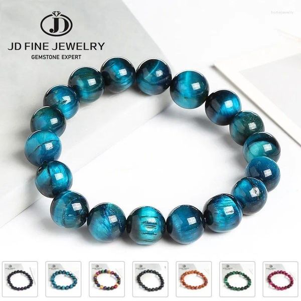 Strand JD JD di alta qualità blu tigre eye Braccialetti Braccialetti da donna per perle di pietra naturale perle rotonde di yoga braccialetti fatti a mano Pulsera di gioielli casual