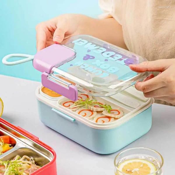 Dinkware mini mini a doppia strati per pranzo materiale a microonde durevole con scissori per bambini portatili