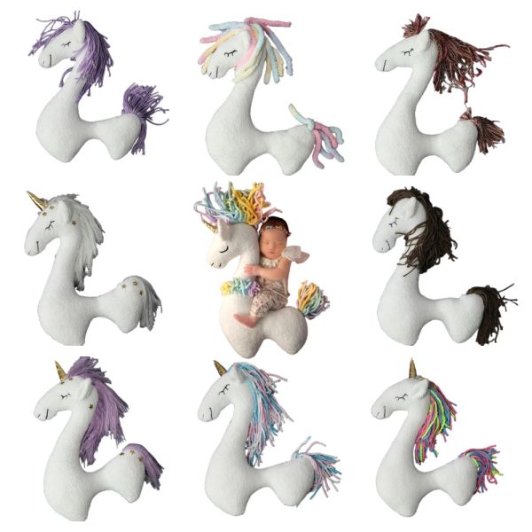 Printers Punteggi di fotografia neonati Horse Posando un cuscino Unicorn Pop PTOP Photoshoot Cuscino per neonati MAT