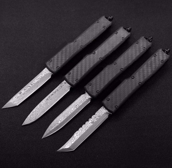 UT70 Damasco fibra de carbono Ação dupla tática Tactical Automático Dobramento EDC Knife Camping Knife Hunting Knives XMAS Presente8096575