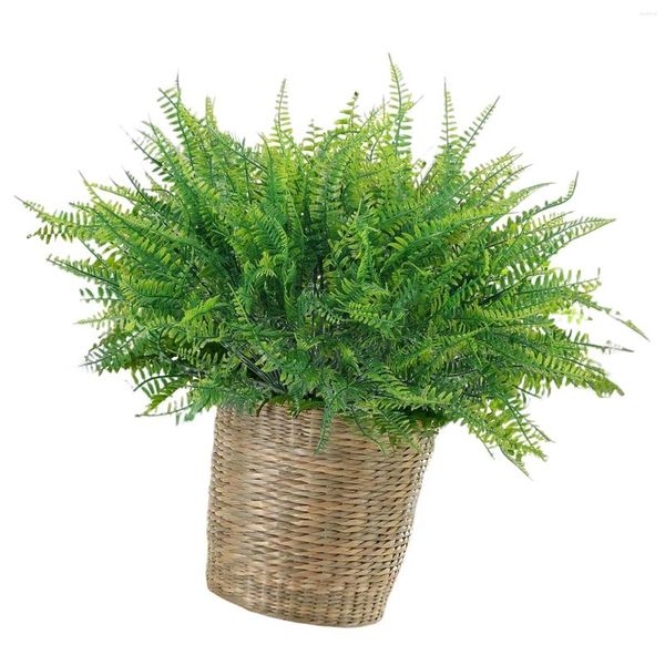 Flores decorativas 12pcs Artificial Samambaia Plantas verdes de caule há muito tempo fácil de cuidar