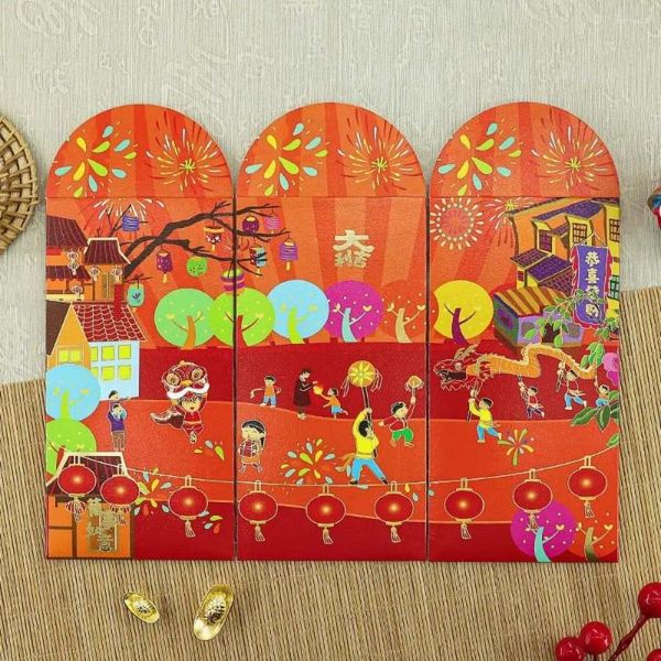 Embrulhado de presente 6pcs/conjunto de papelaria suprimentos de envelope vermelho Dragão chinês Dragão Decorações Luck Money Bag Party Convite Hongbao